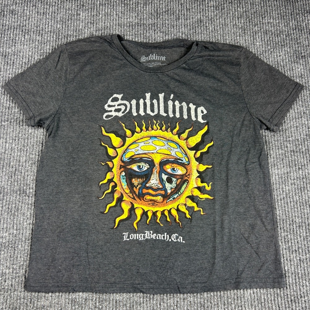 Sublime Shirt Men's L Sun Logo Long Beach Ca Graphic Gray Short Sleeve Tee